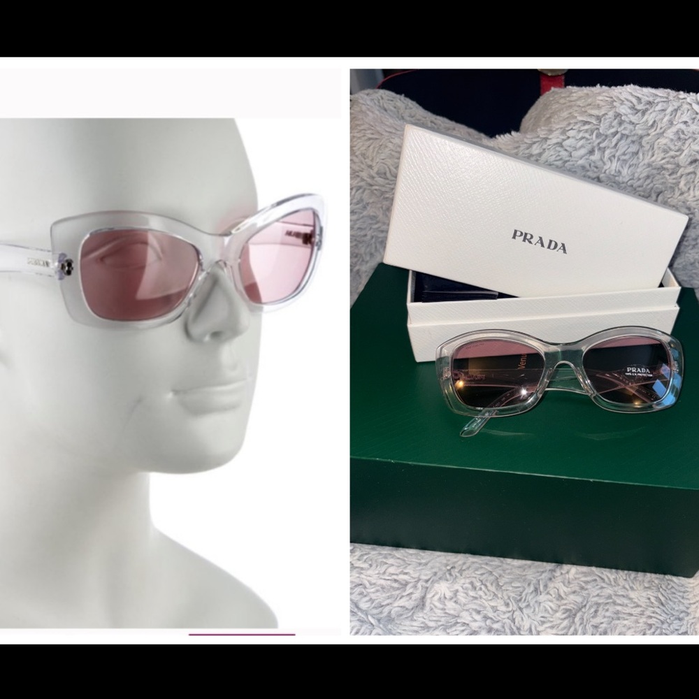 Prada Postcards Sunglasses clear with pink.